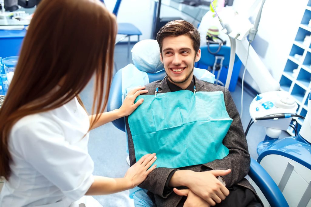 A young man at the dentist