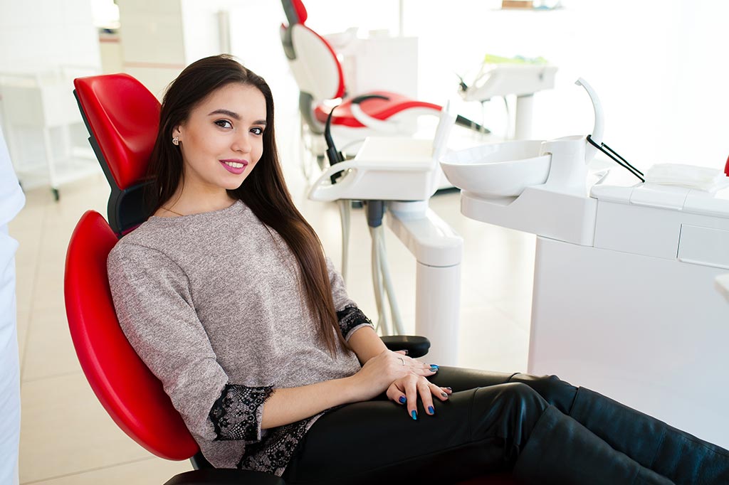 Woman in dental chair